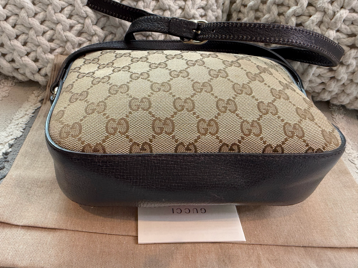 Gucci Monogram Canvas Web Bee Messenger Crossbody