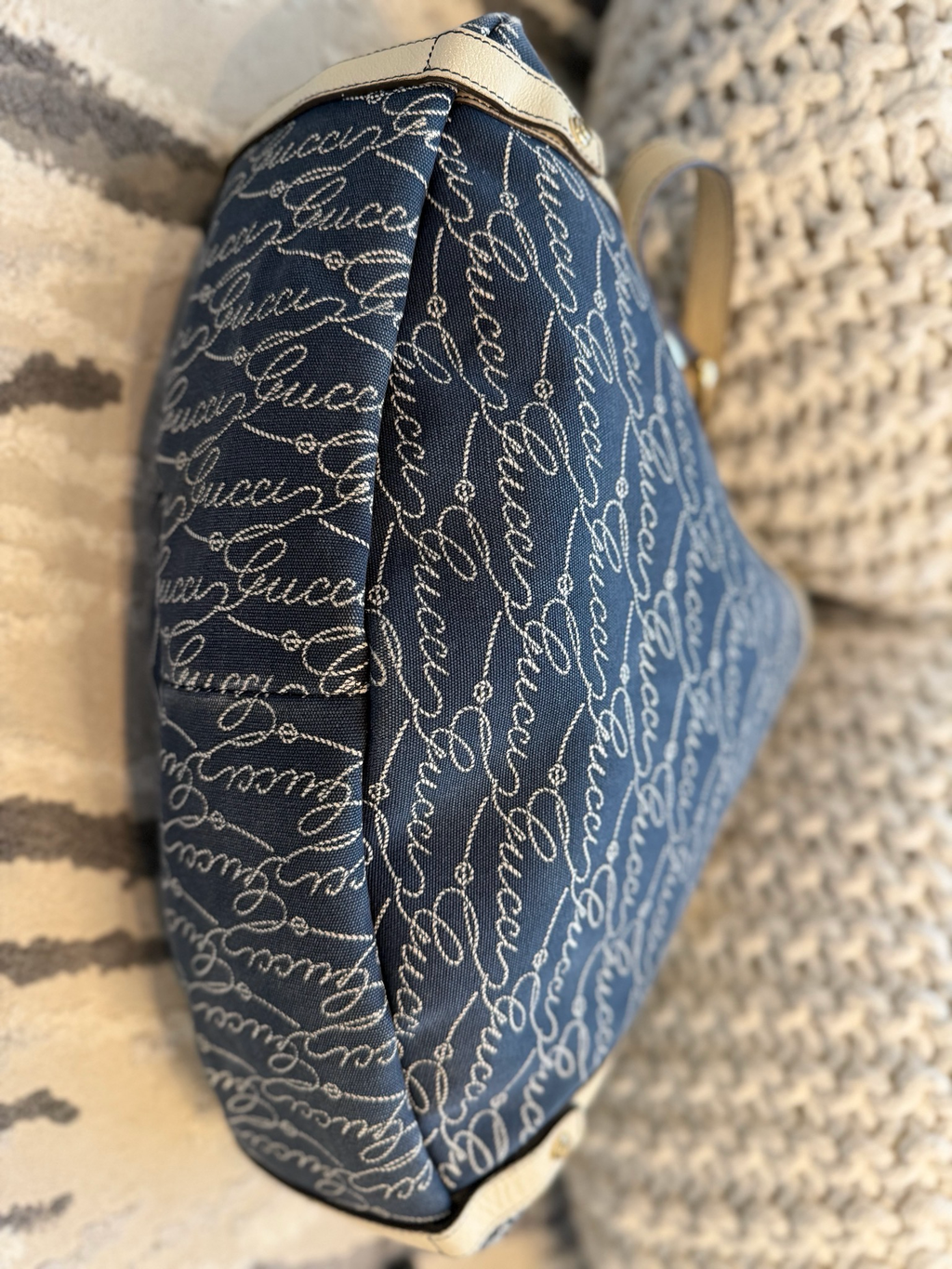 Gucci Denim Abbey Tote Shoulder Bag