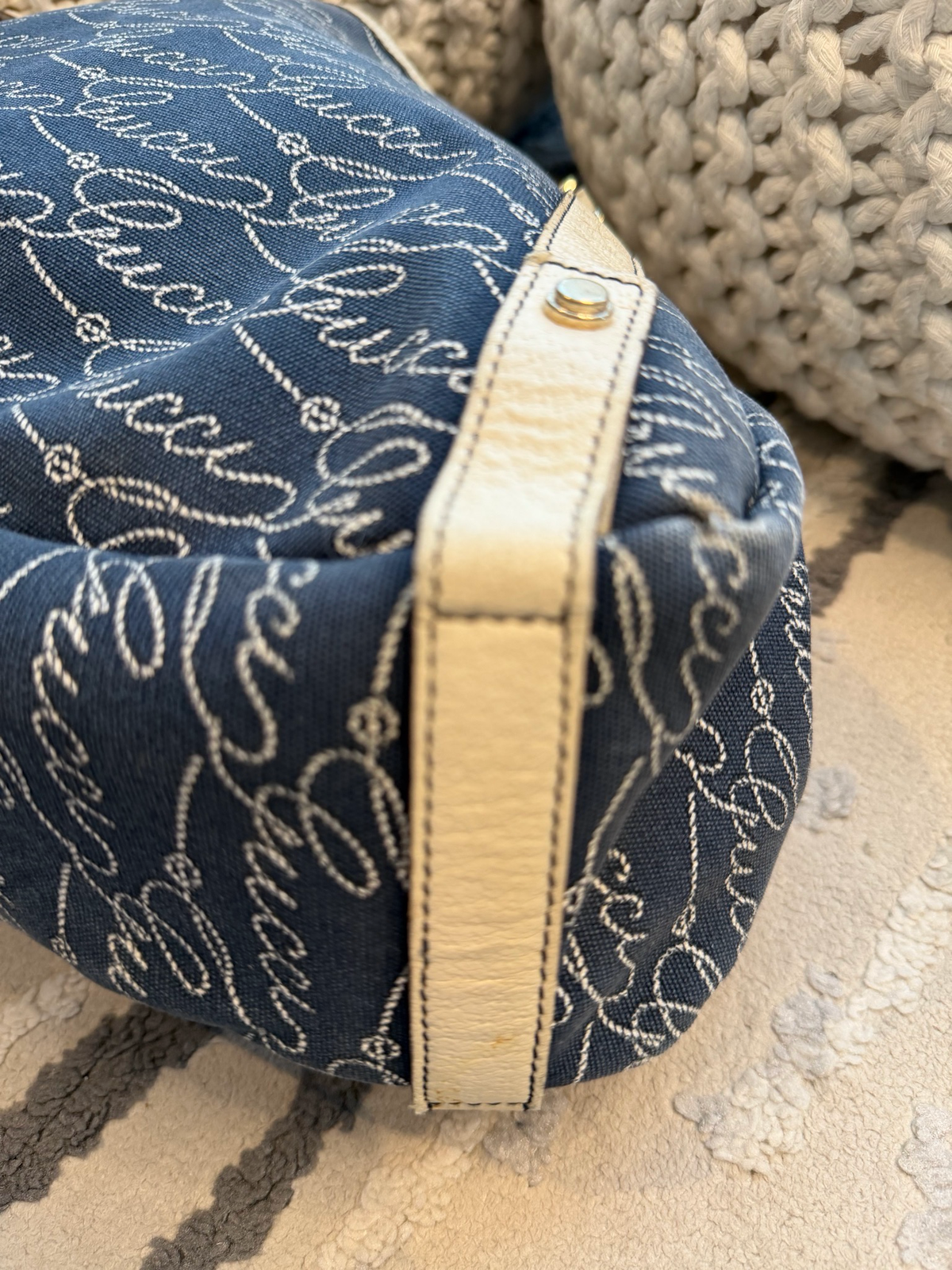 Gucci Denim Abbey Tote Shoulder Bag