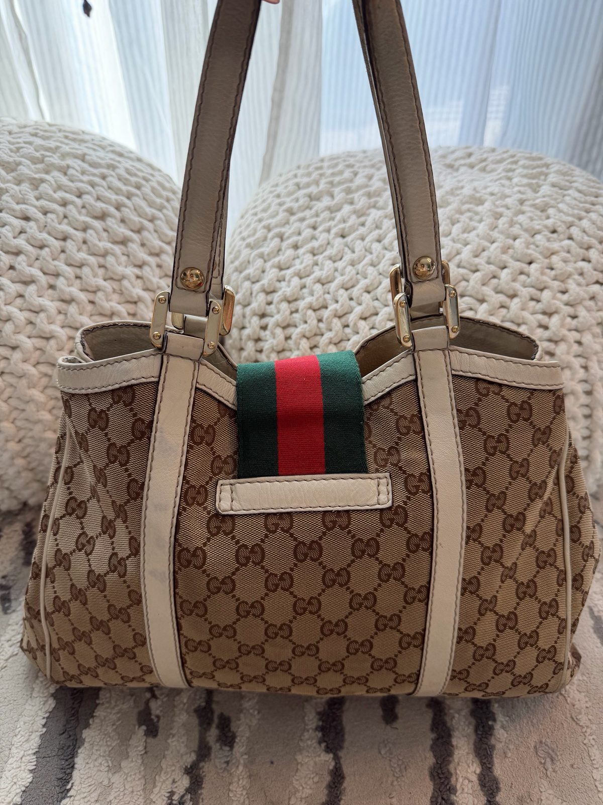 Gucci Ladies New Web Tote Medium