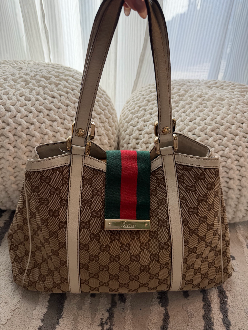 Gucci Ladies New Web Tote Medium