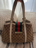 Gucci Ladies New Web Tote Medium
