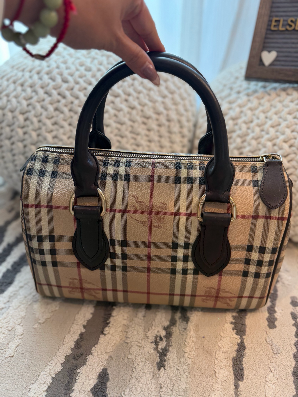 Burberry Haymarket Check Boston Bowler Chester Top Handle