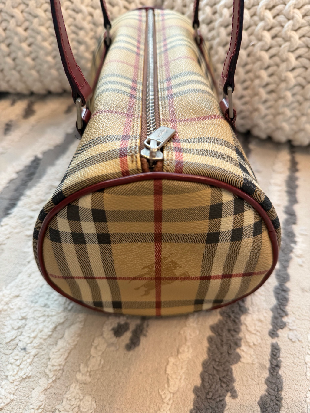 Burberry Haymarket Check Barrel Bag Shoulder Tote