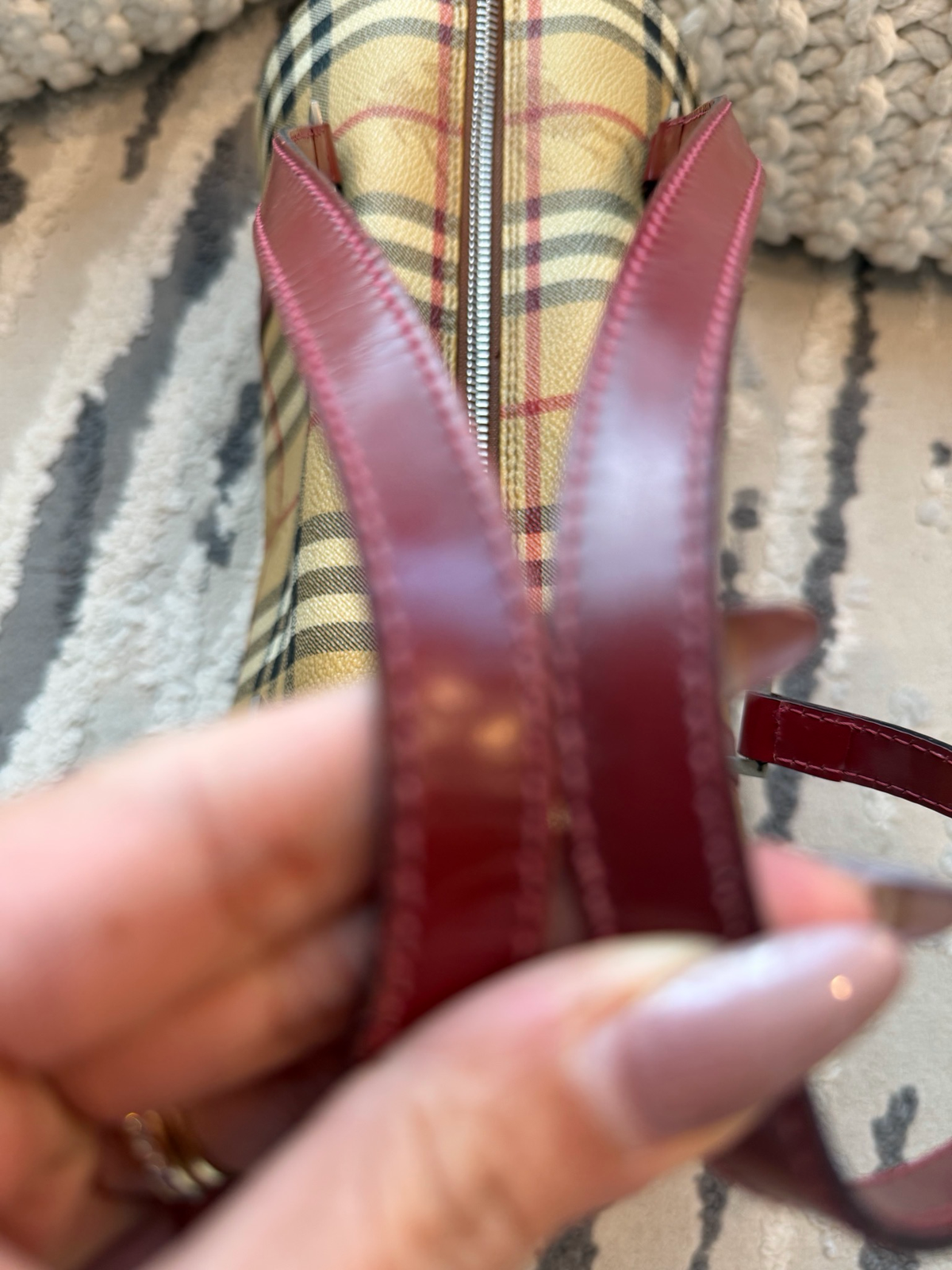Burberry Haymarket Check Barrel Bag Shoulder Tote
