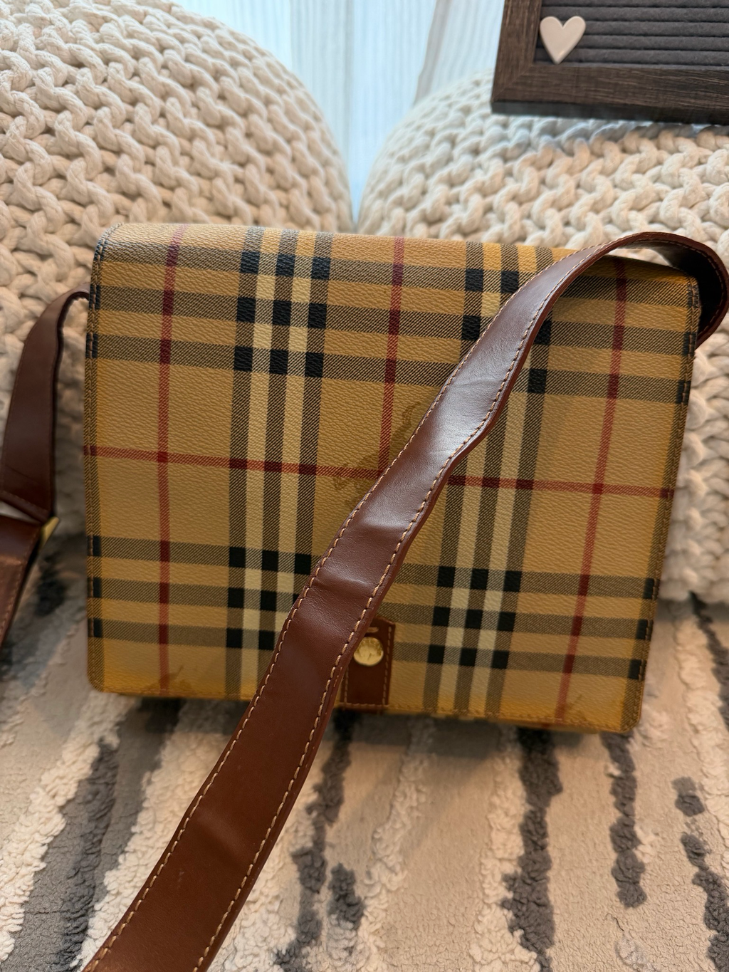 Burberry Haymarket Check Flap Messenger Crossbody