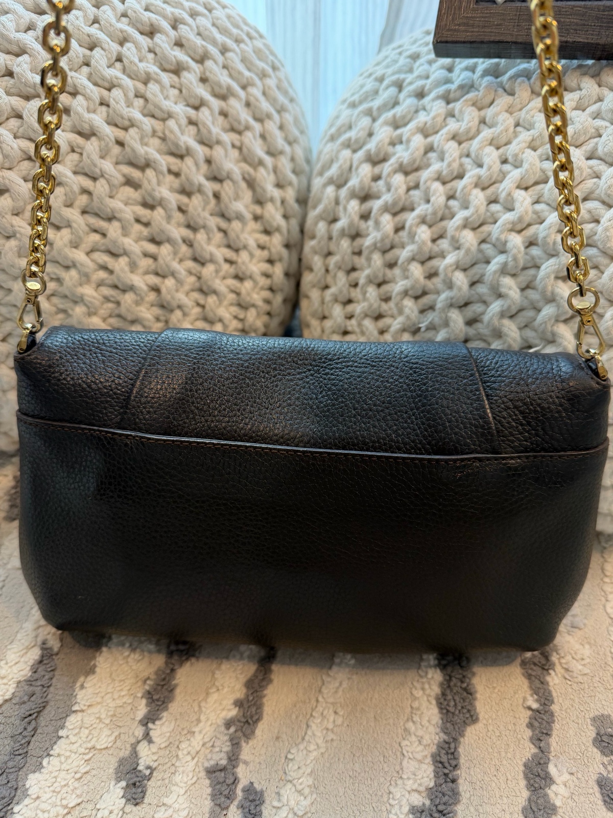 Mcm Pebbled Leather Visetos Stud Black Chain Strap