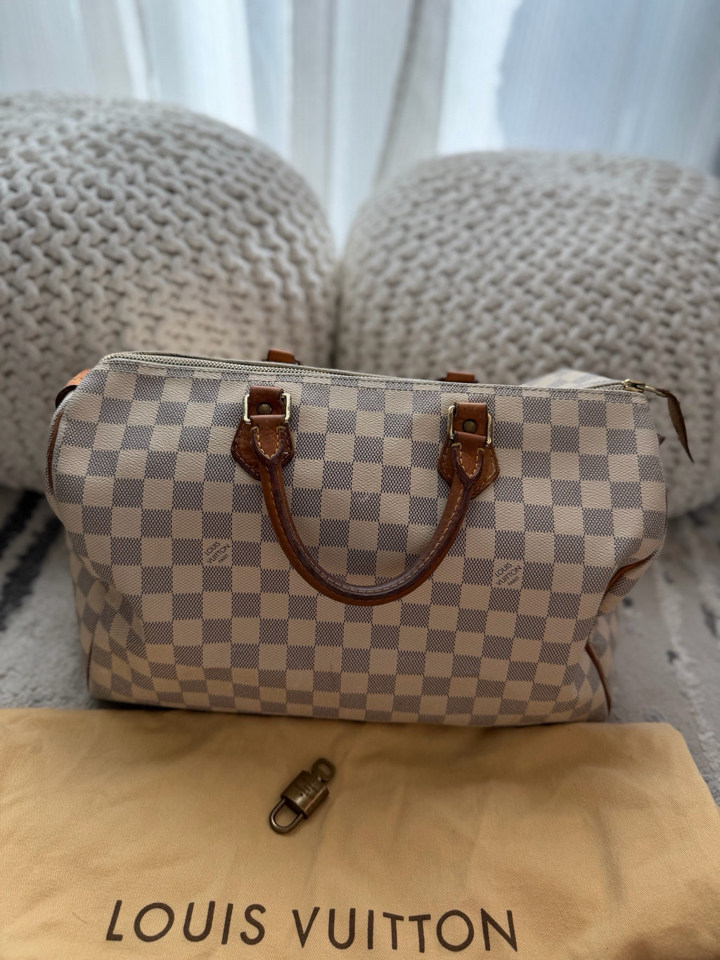 Louis Vuitton Damier Azur Top Handle Satchel Speedy 35