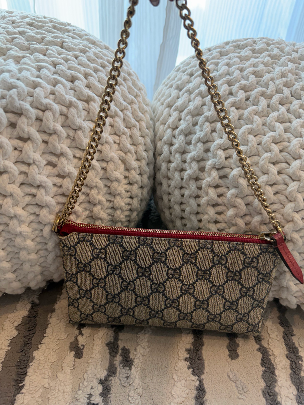 Gucci Supreme Pochette Hobo Shoulder Coated Canvas