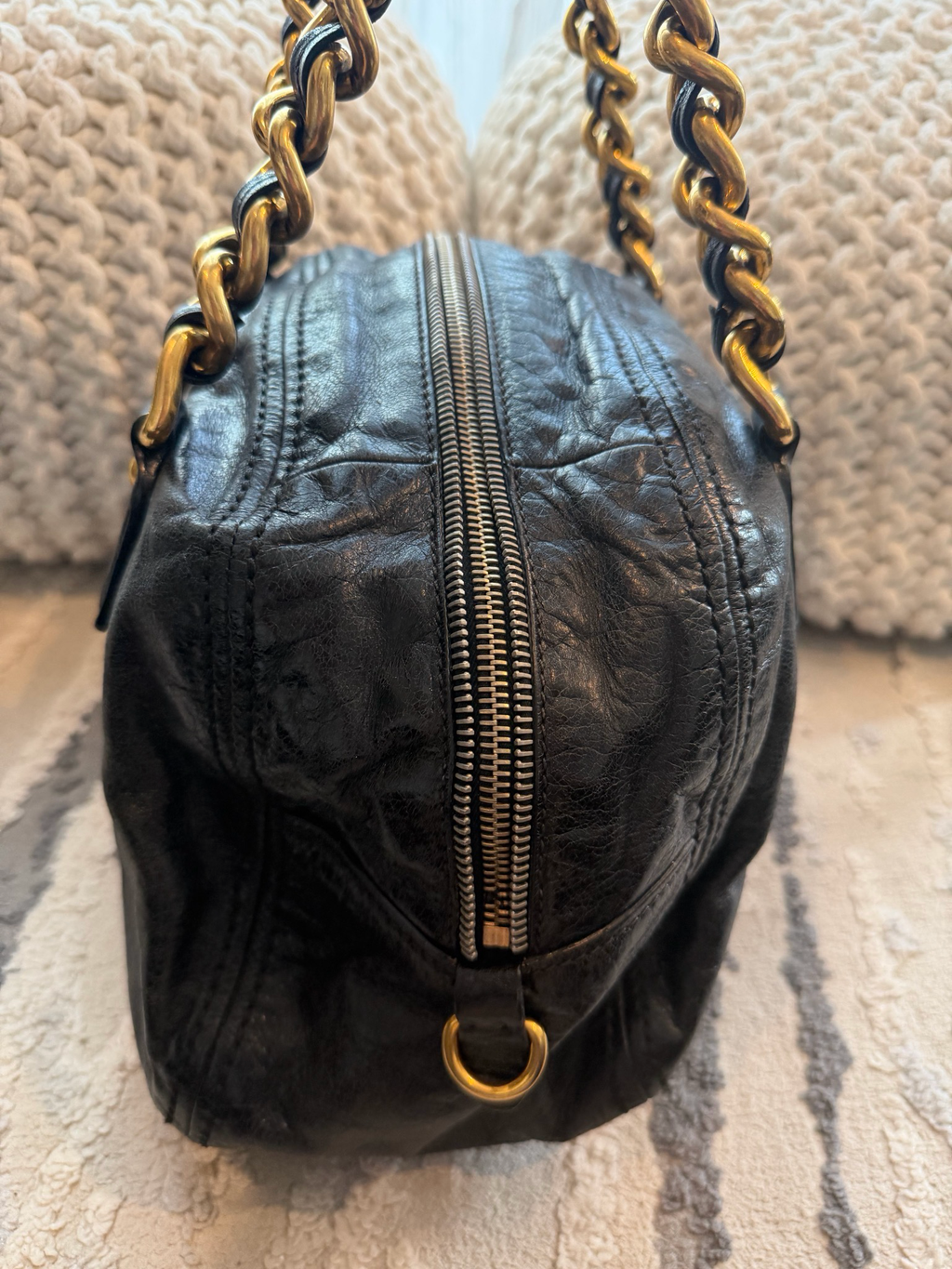 Prada Vitello Shine Bowler Shoulder Bag