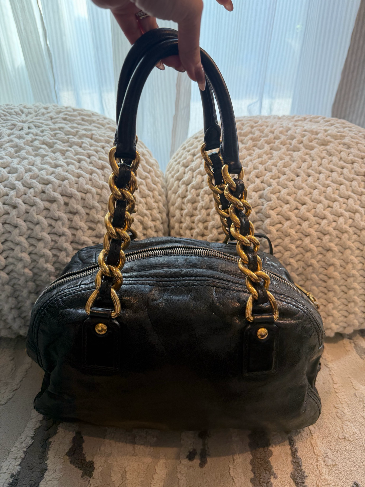 Prada Vitello Shine Bowler Shoulder Bag
