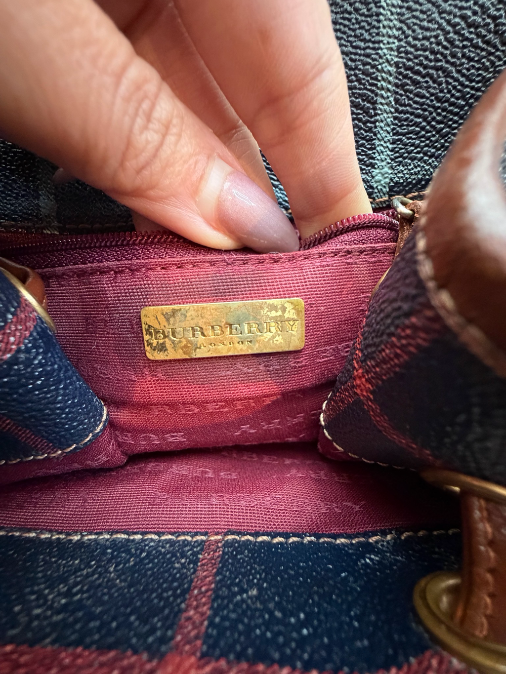 Burberry Vintage Nova Check Plaid Backpack