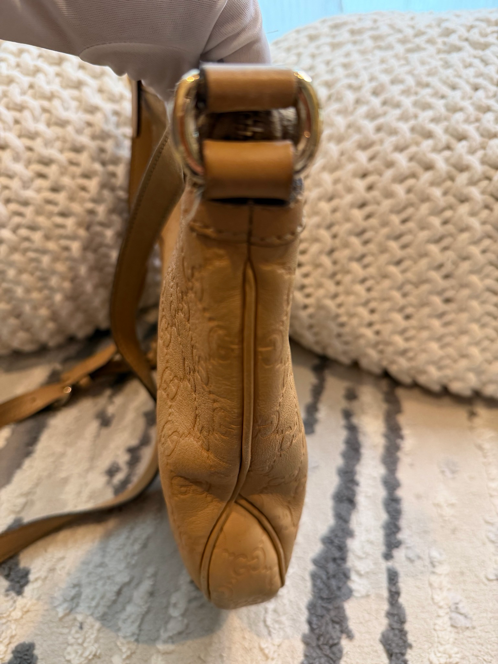 Gucci Monogram Leather Sling Crossbody Horsebit