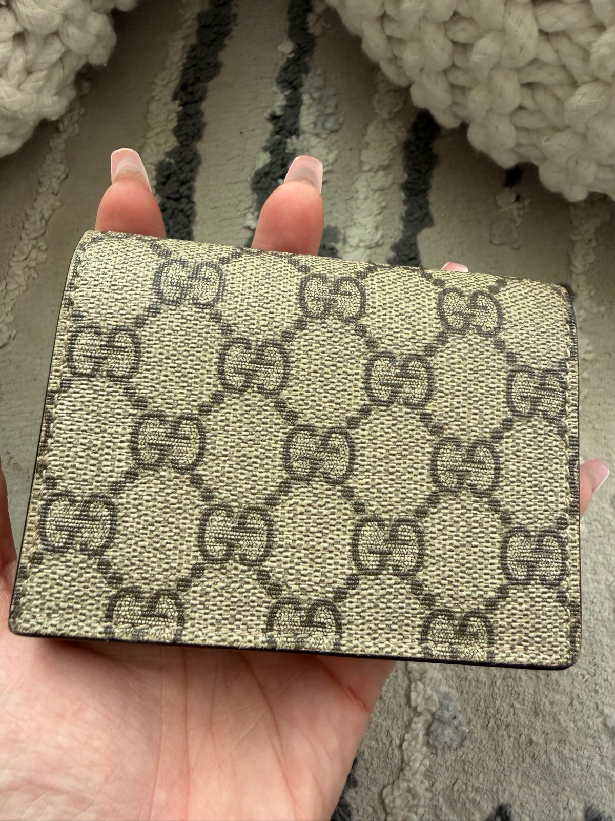 Gucc Monogram Supreme Card Holder Cherry Wallet