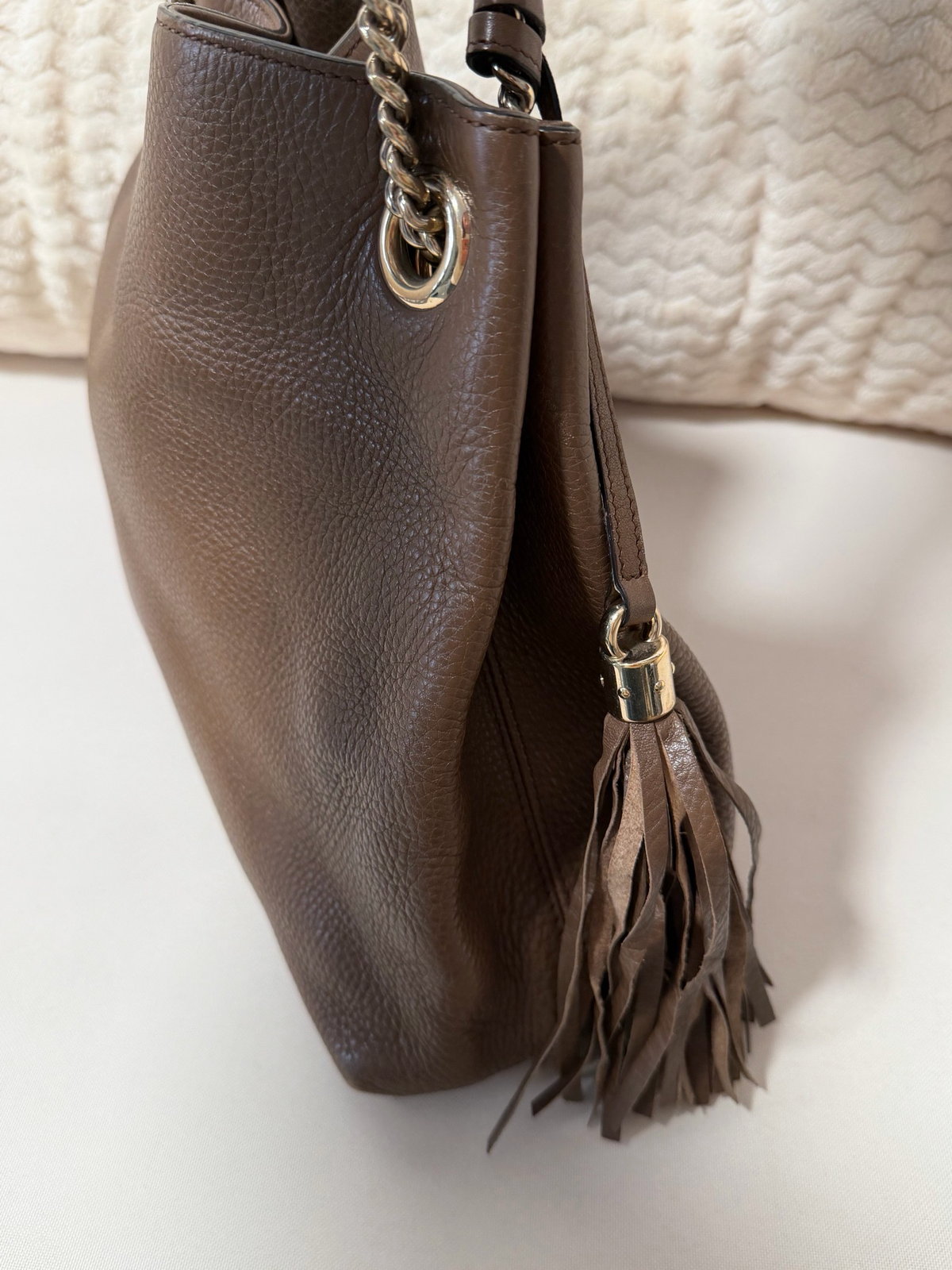 Gucci Soho Chain Tote Pebbled Calfskin Leather