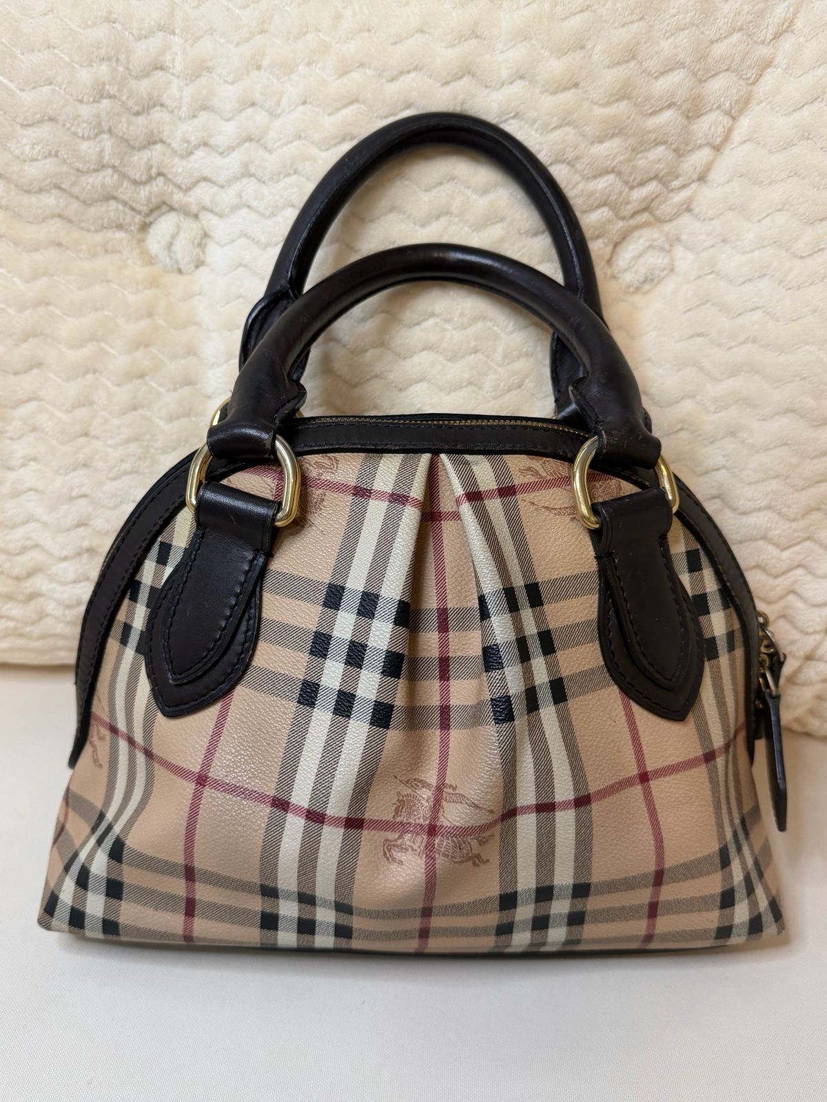 Burberry Haymarket Check Tote Top Handle Dome