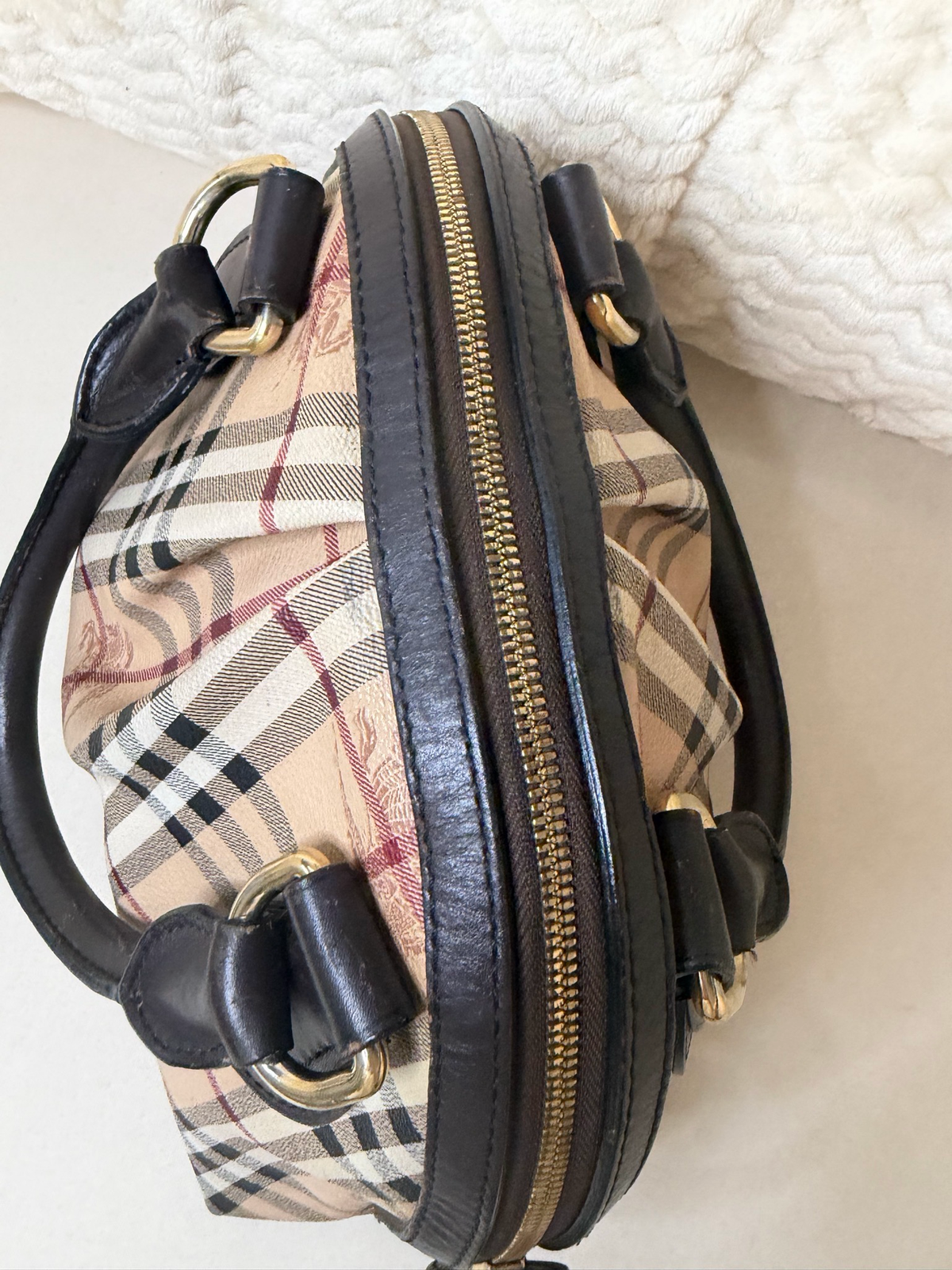 Burberry Haymarket Check Tote Top Handle Dome