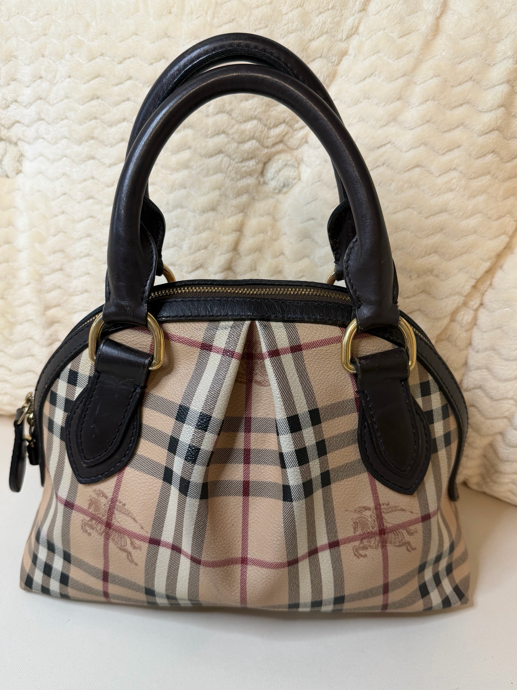 Burberry Haymarket Check Tote Top Handle Dome