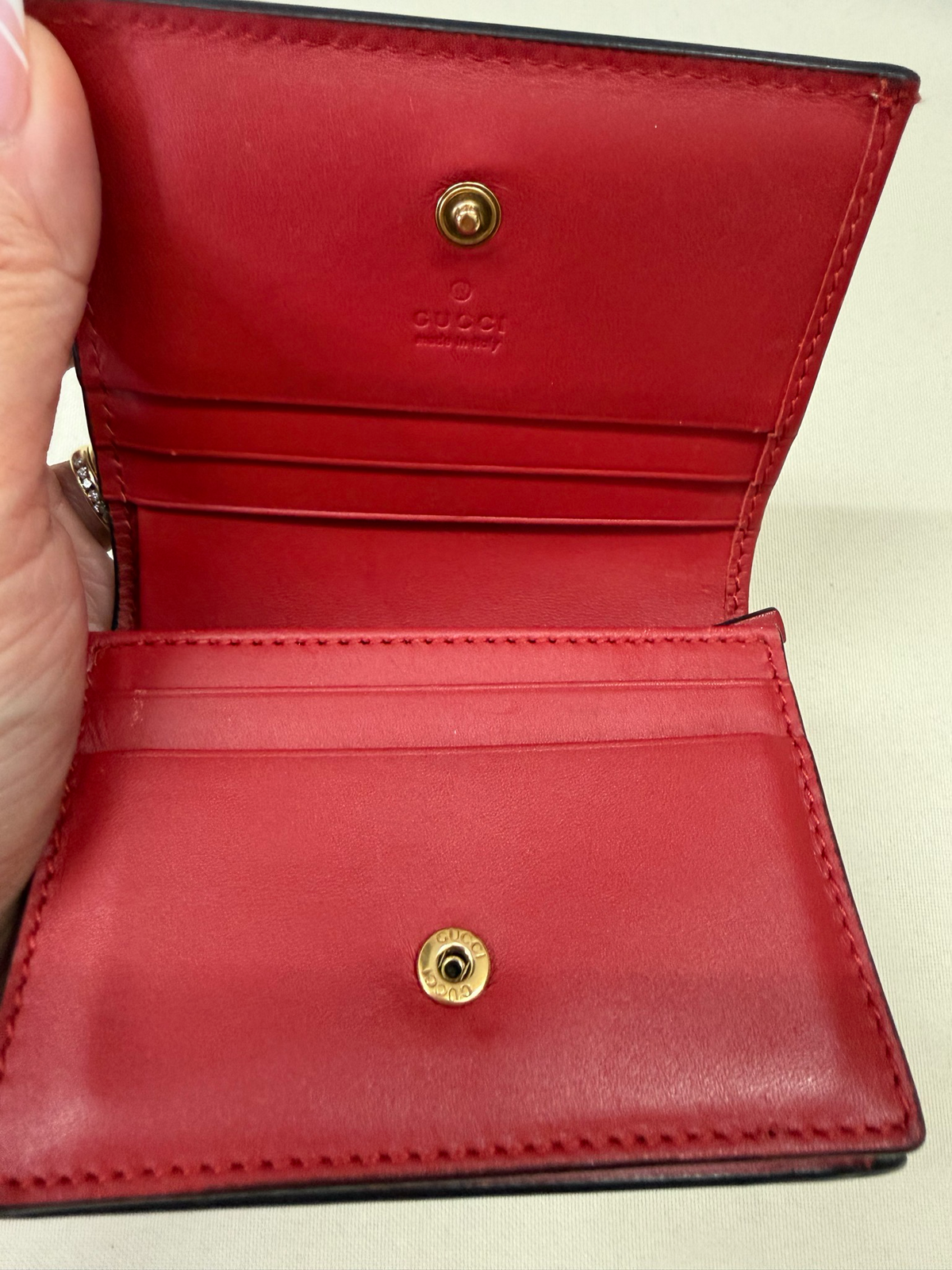 Gucci Monogram Card Wallet Cherry Flap Bi-Fold