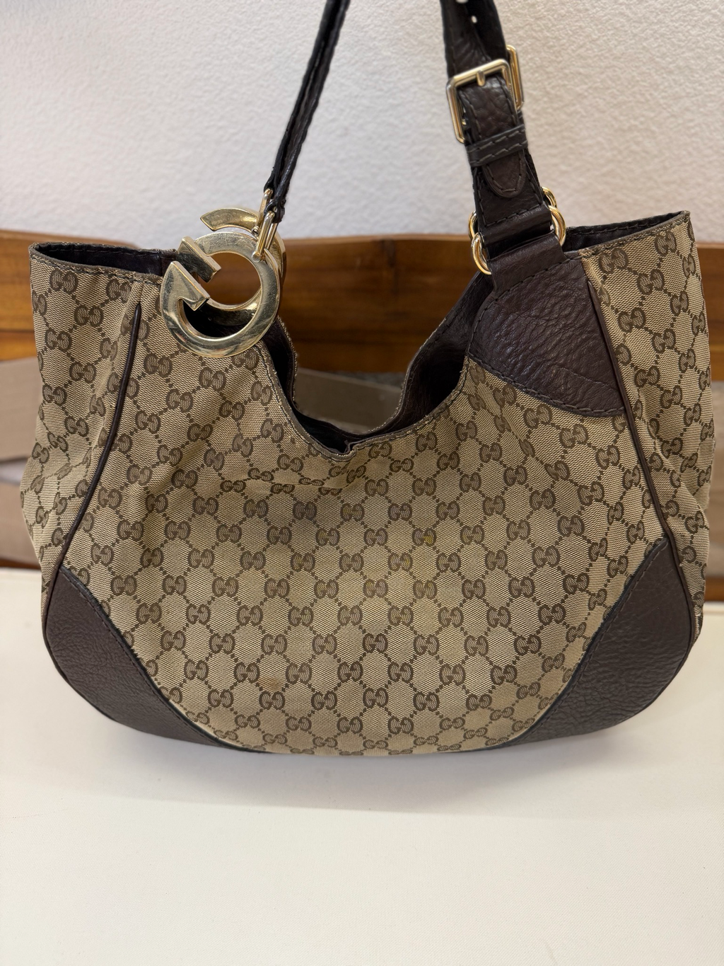 Gucci Monogram Canvas Hobo Shoulder Charlotte