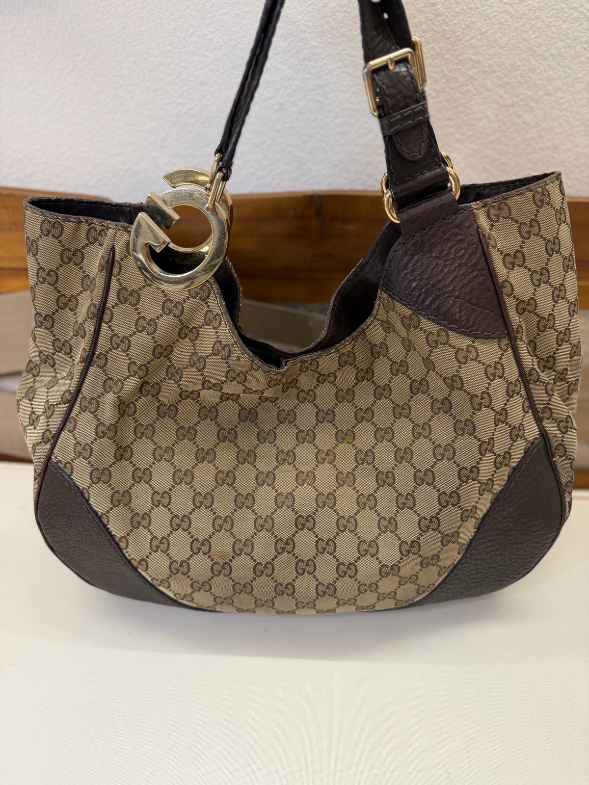 Gucci Monogram Canvas Hobo Shoulder Charlotte