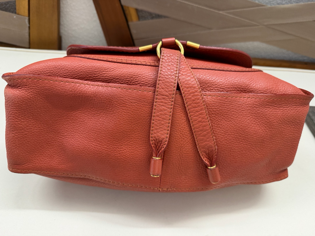 Chloe Pebbled Leather Marcie Saddle Medium Two Way Crossbody