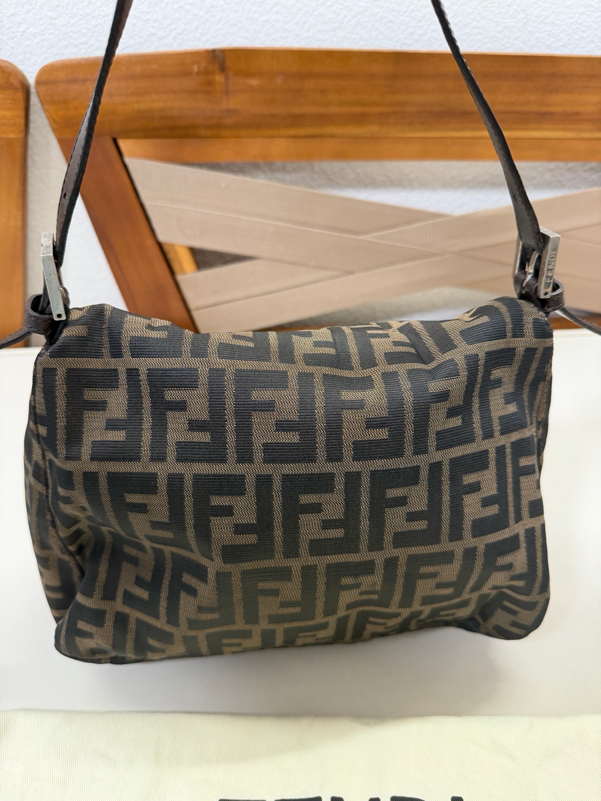 Fendi Zucca Baguette Mama Hobo Shoulder Bag