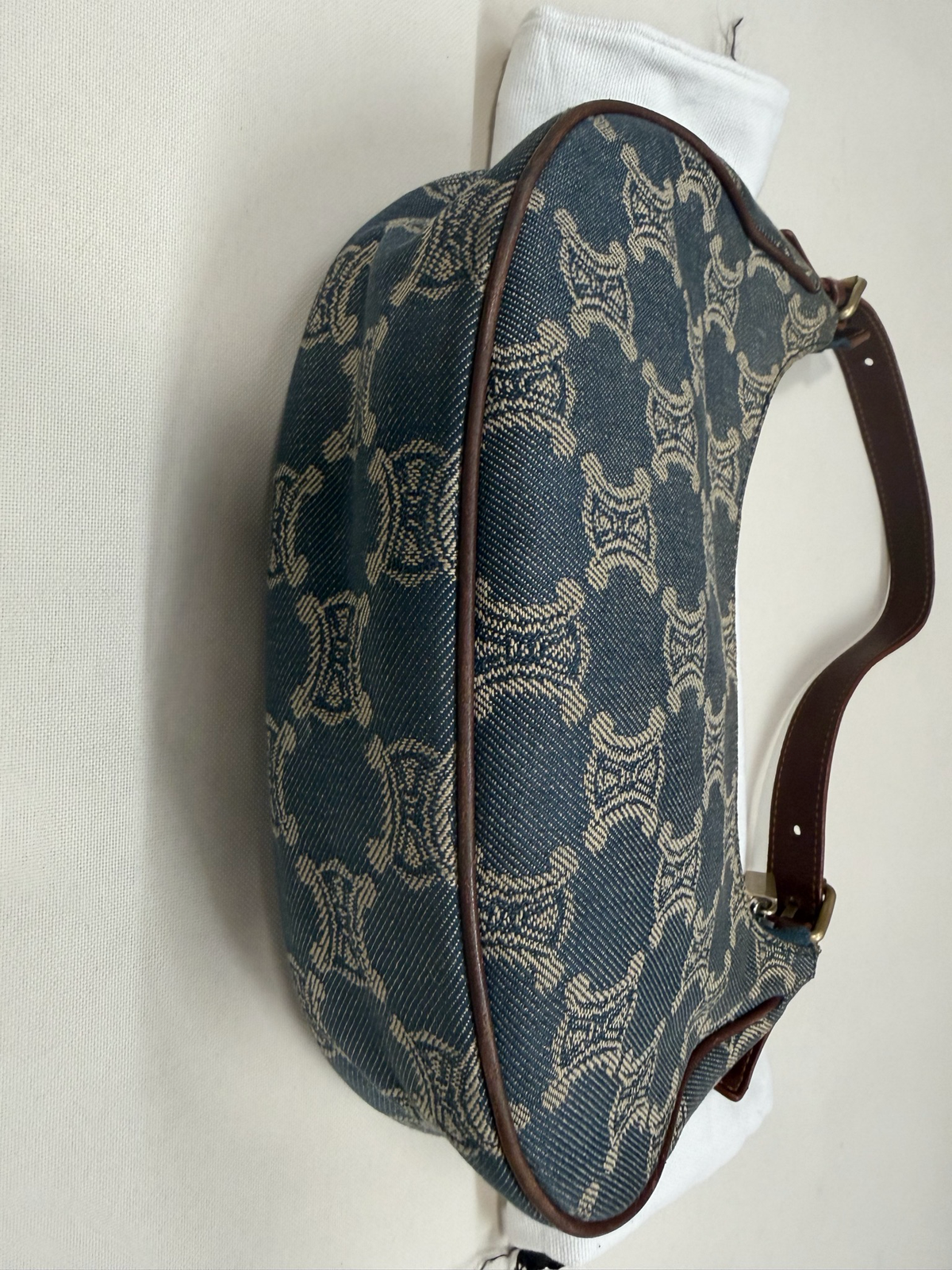 Celine Denim Ava Triomphe Hobo Shoulder Bag