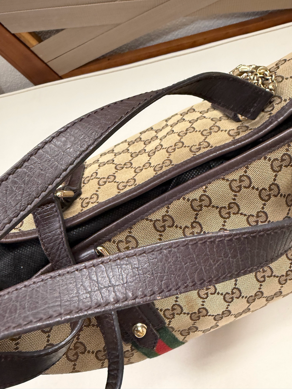 Gucci Monogram Canvas Joliceur Tote Shoulder Web