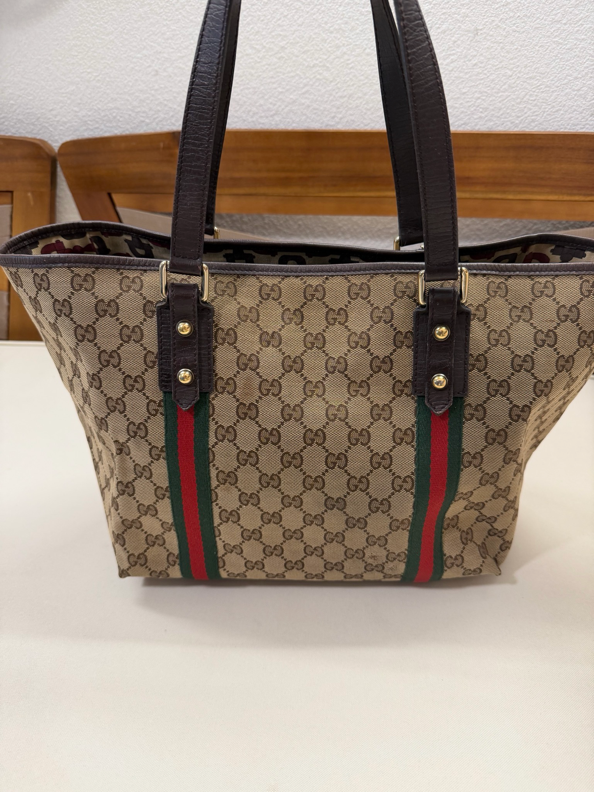 Gucci Monogram Canvas Joliceur Tote Shoulder Web