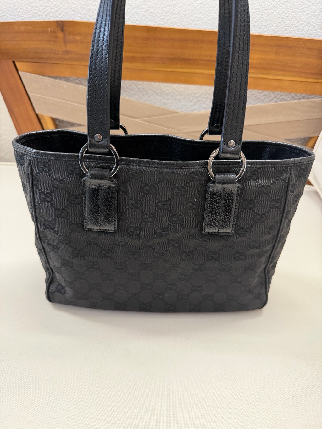 Gucci Monogram Canvas Tote Shoulder in Black