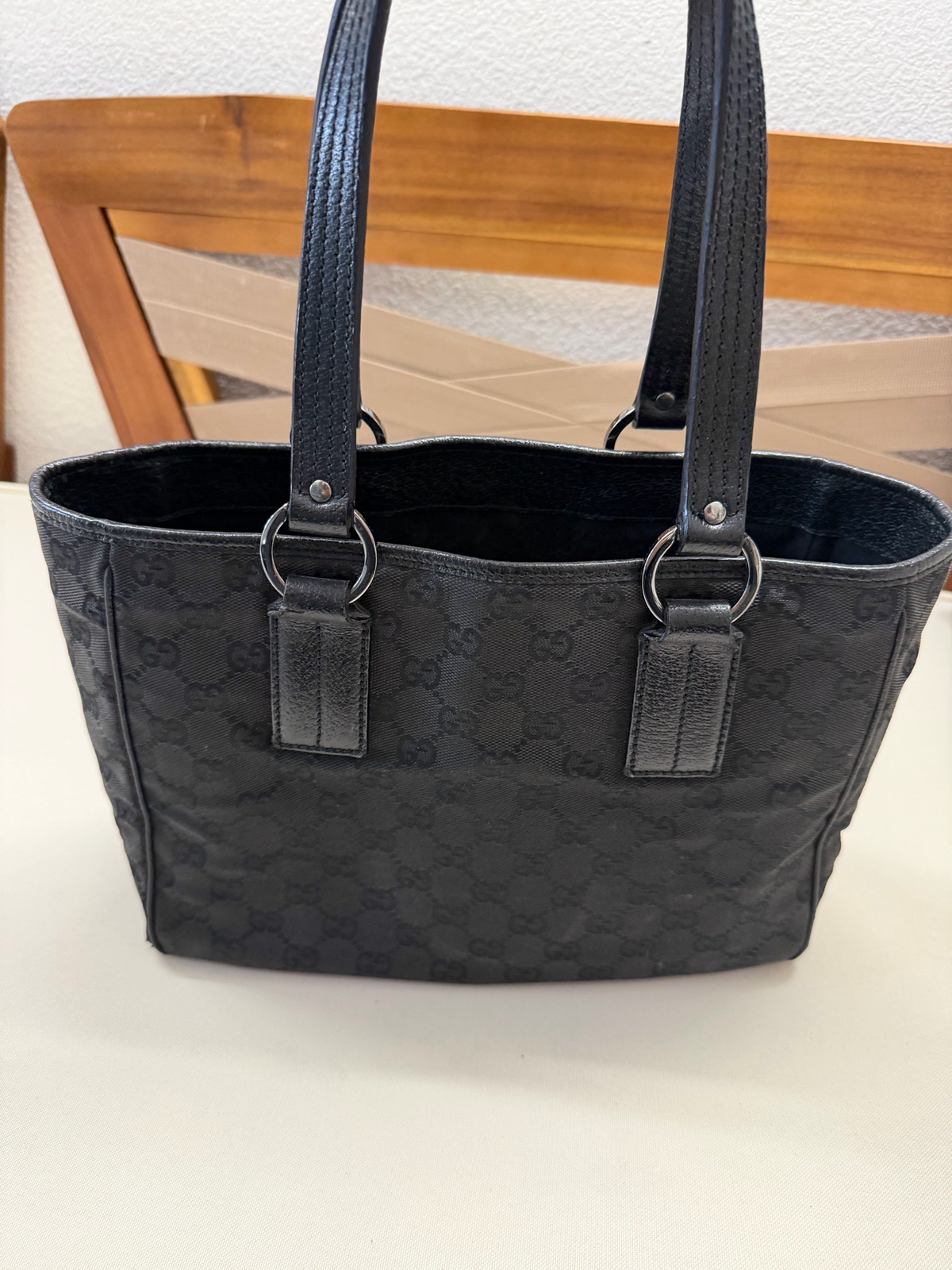Gucci Monogram Canvas Tote Shoulder in Black