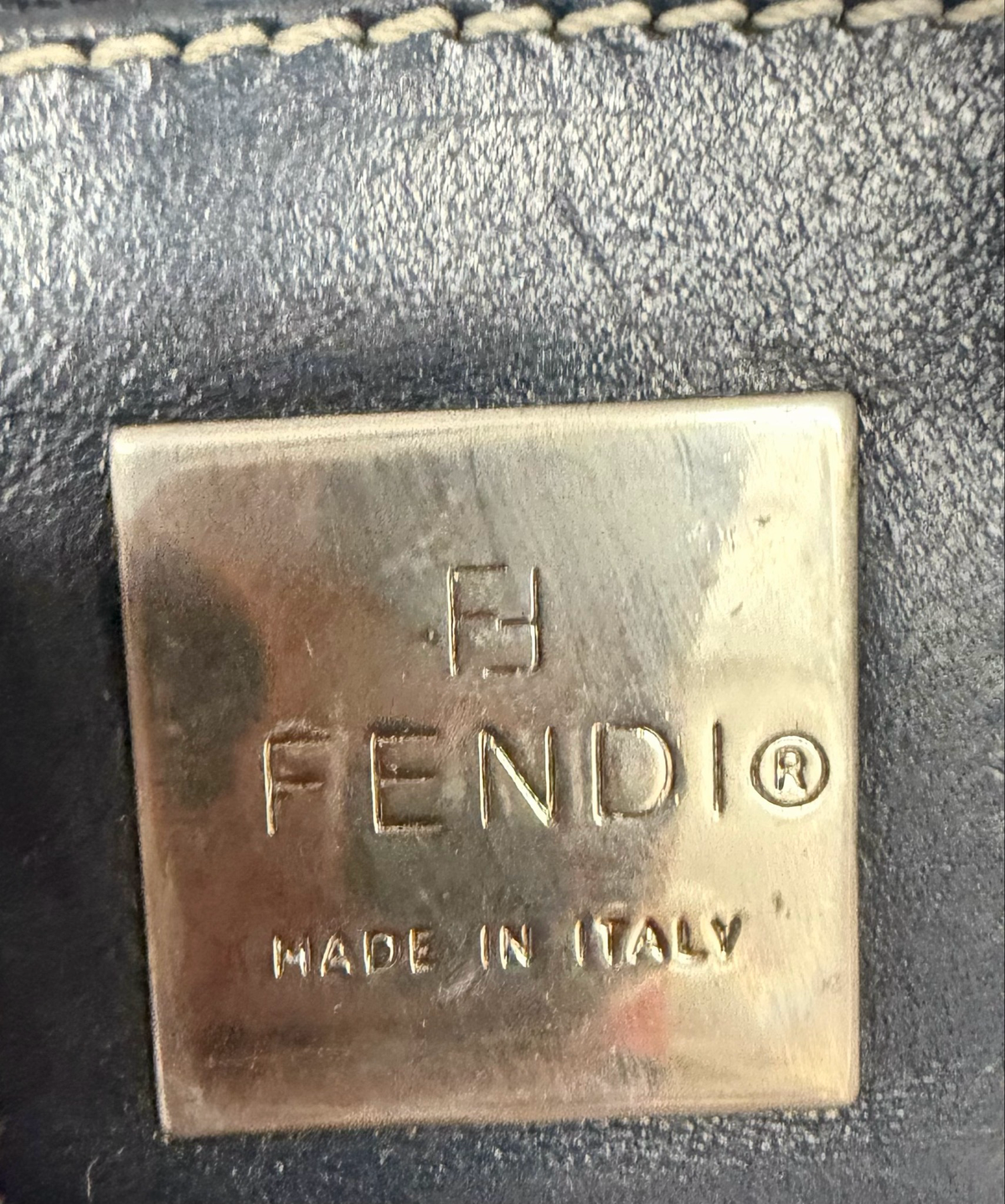 Fendi Zucca Flap Navy Blue Medium Shoulder Bag