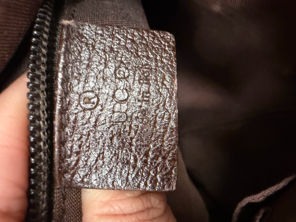 Gucci Monogram Canvas Saddle Messenger Halfmoon Web Strap Sling