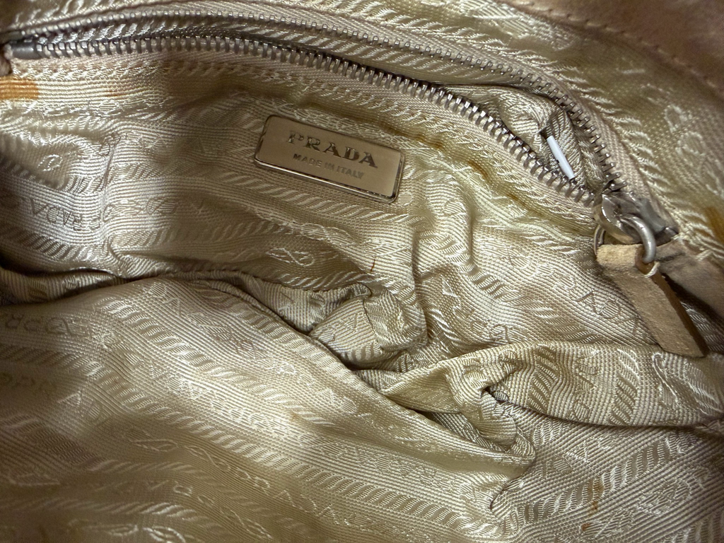 Prada Whipstitch Hobo Halfmoon Shoulder Suede