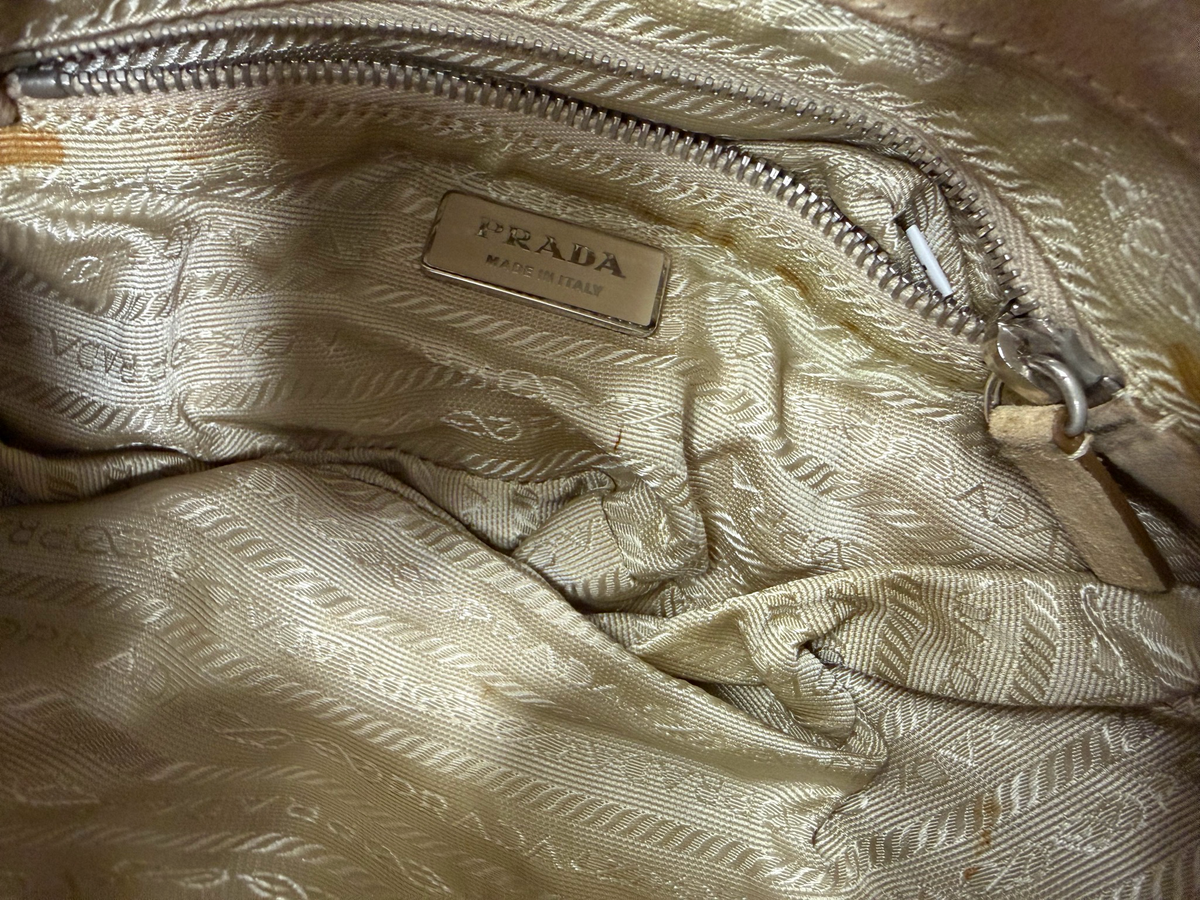 Prada Whipstitch Hobo Halfmoon Shoulder Suede