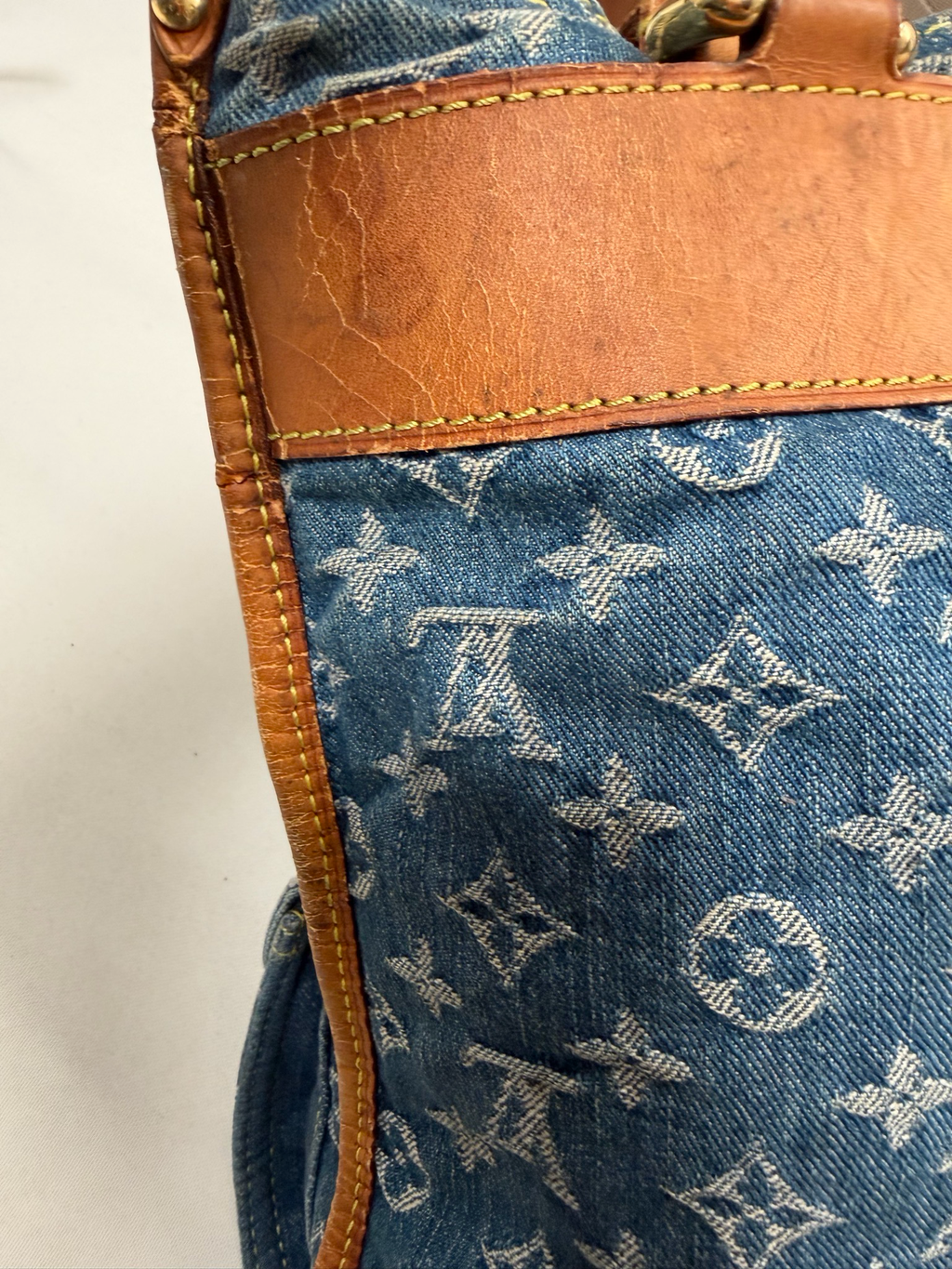 Louis Vuitton Sac Plat Denim Blue Tote