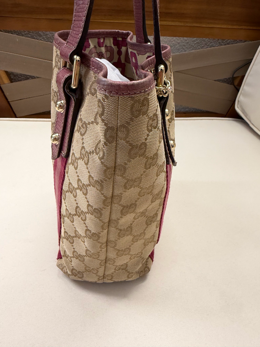 Gucci Joliceur Vertical Tote Monogram Canvas in Pink