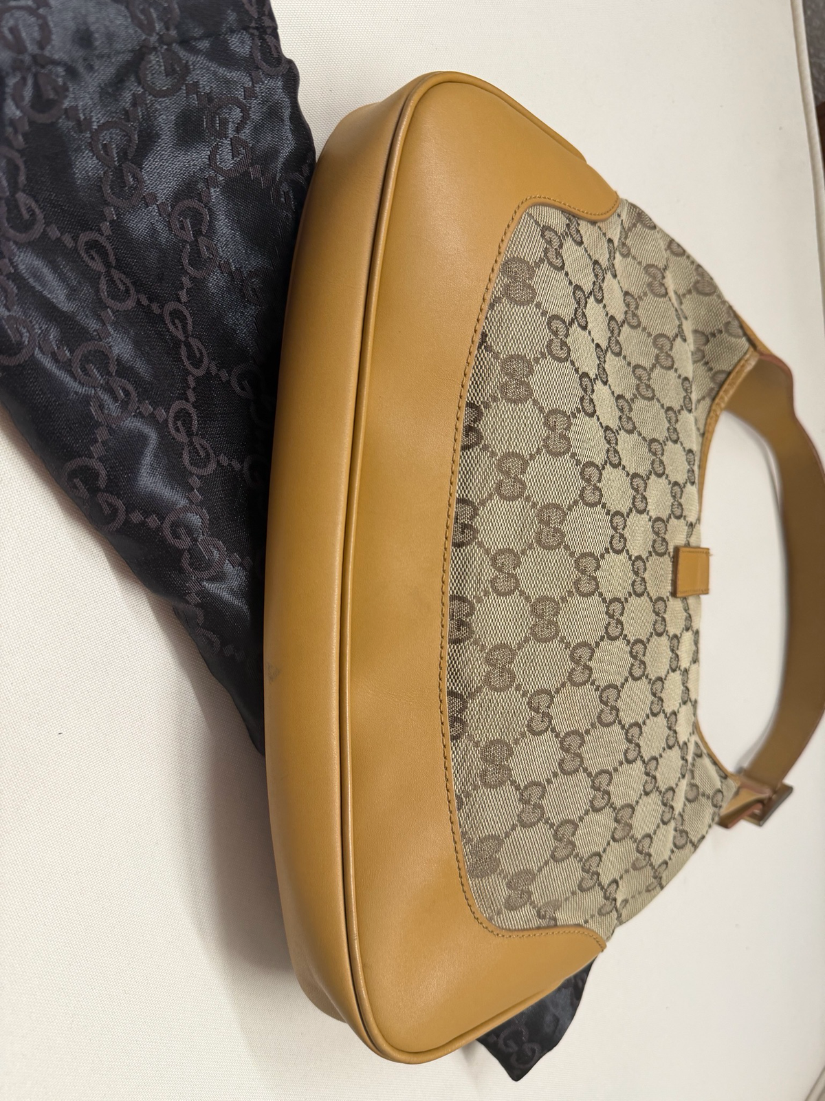 Gucci Monogram Canvas Jackie Hobo Shoulder