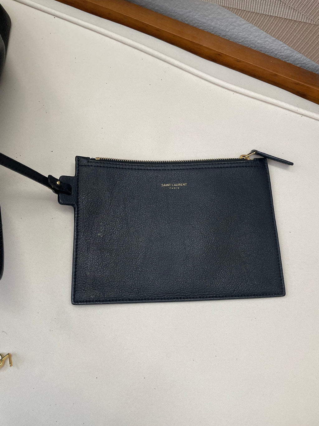 Yves Saint Laurent Calfskin Shopping Tote With Pouch in Black