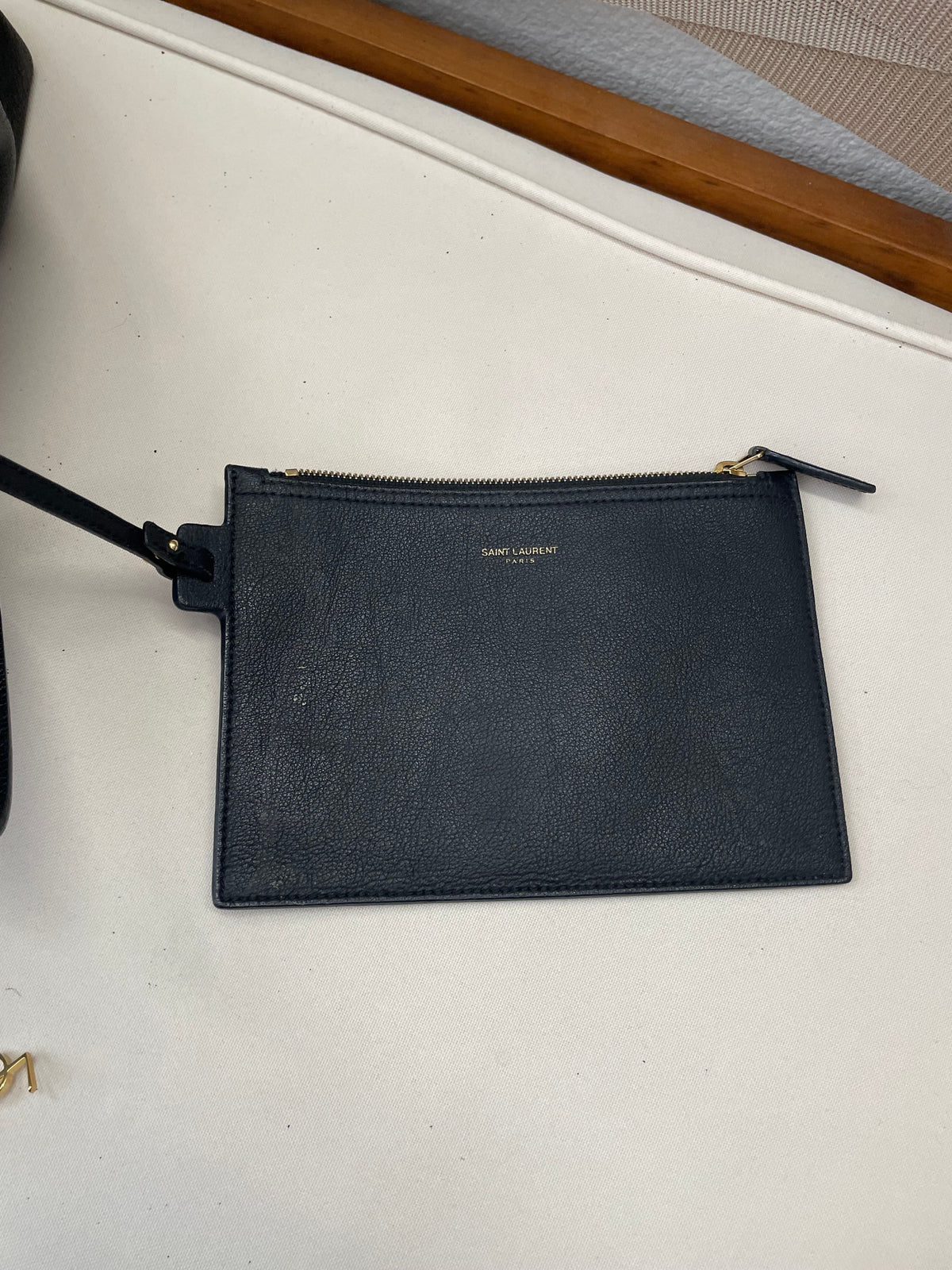 Yves Saint Laurent Calfskin Shopping Tote With Pouch in Black