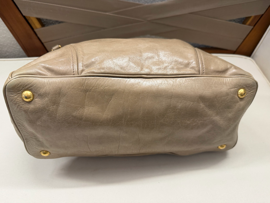 Prada Vitello Shine Messenger Crossbody Sling in Nude