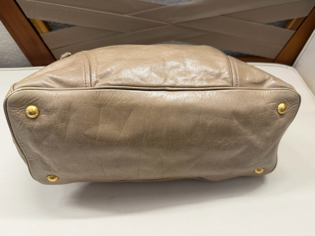 Prada Vitello Shine Messenger Crossbody Sling in Nude