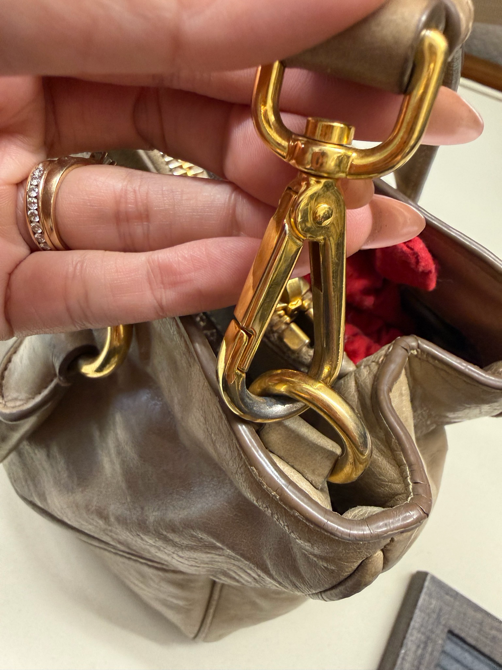 Prada Vitello Shine Messenger Crossbody Sling in Nude