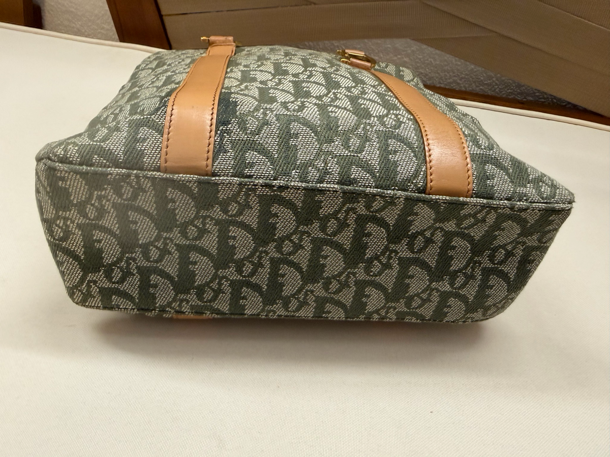 Christian Dior Oblique Monogram Trotter Tote Diorissimo in Green