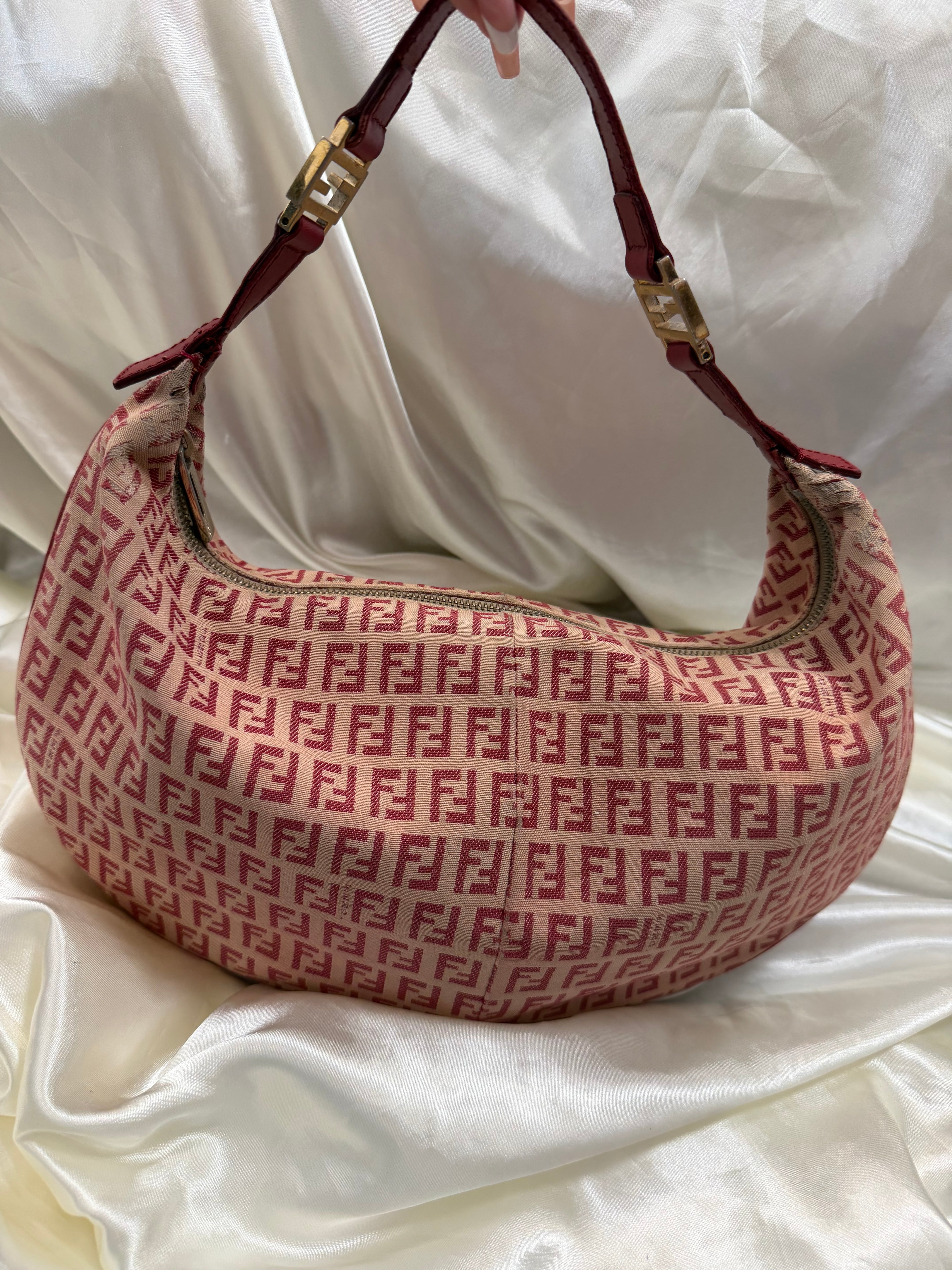 Fendi Zucchino Hobo Halfmoon Shoulder Bag