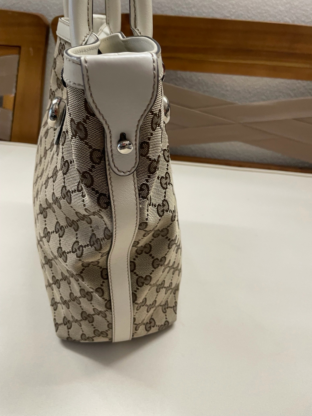 Gucci Monogram Canvas Match Ball Web Tote in Medium