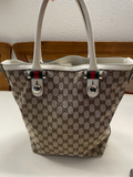 Gucci Monogram Canvas Match Ball Web Tote in Medium