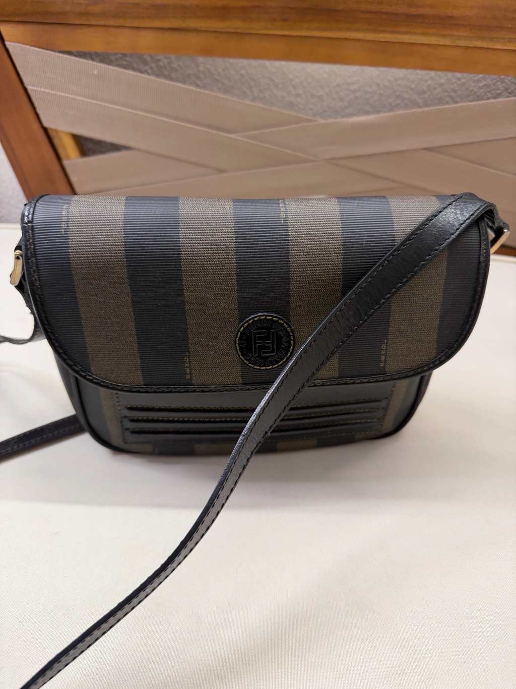 Fendi Pequin Messenger Crossbody Sling Vintage