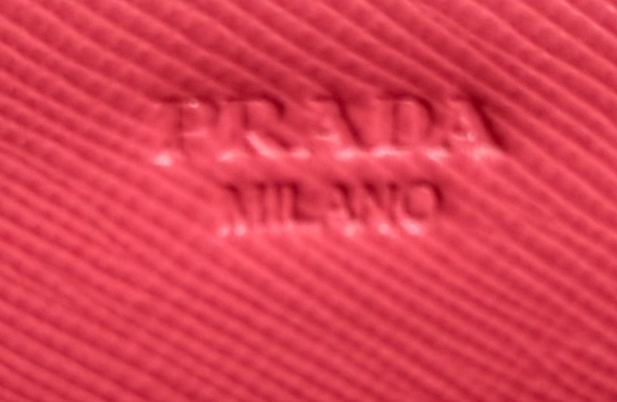 Prada Saffiano Luxe Flap Wallet on Chain in Pink